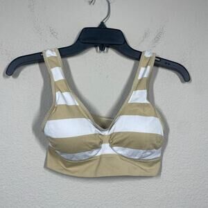 Coobie One Size Sports Bra Seafoam Comfort White Nude Stripe Nylon Blend